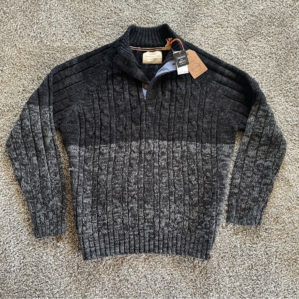 Weatherproof Vintage Cable-Knit Quarter-Snap Mock-Neck Pullover Sweater XL